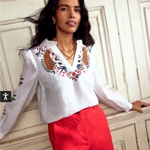 Boden Grace Linen Cheetah Top